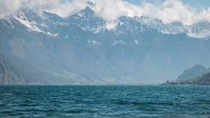 Lake Walen and Churfirsten in winter Lake Walen and Churfirsten in winter