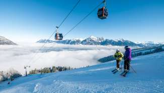 Pizol, Winter, Schnee, blauer Himmel, Skilift, Nebelmeer, Pizolbahnen, Morgenstimmung, Gondelbahn, Skifahren, Piste