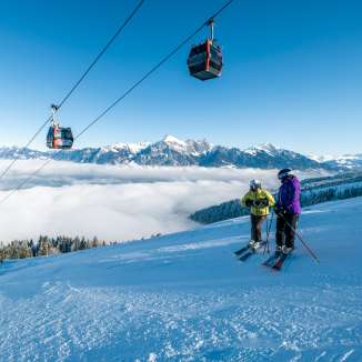 Winter Pizolbahnen Pizol, Winter, Schnee, blauer Himmel, Skilift, Nebelmeer, Pizolbahnen, Morgenstimmung, Gondelbahn, Skifahren, Piste