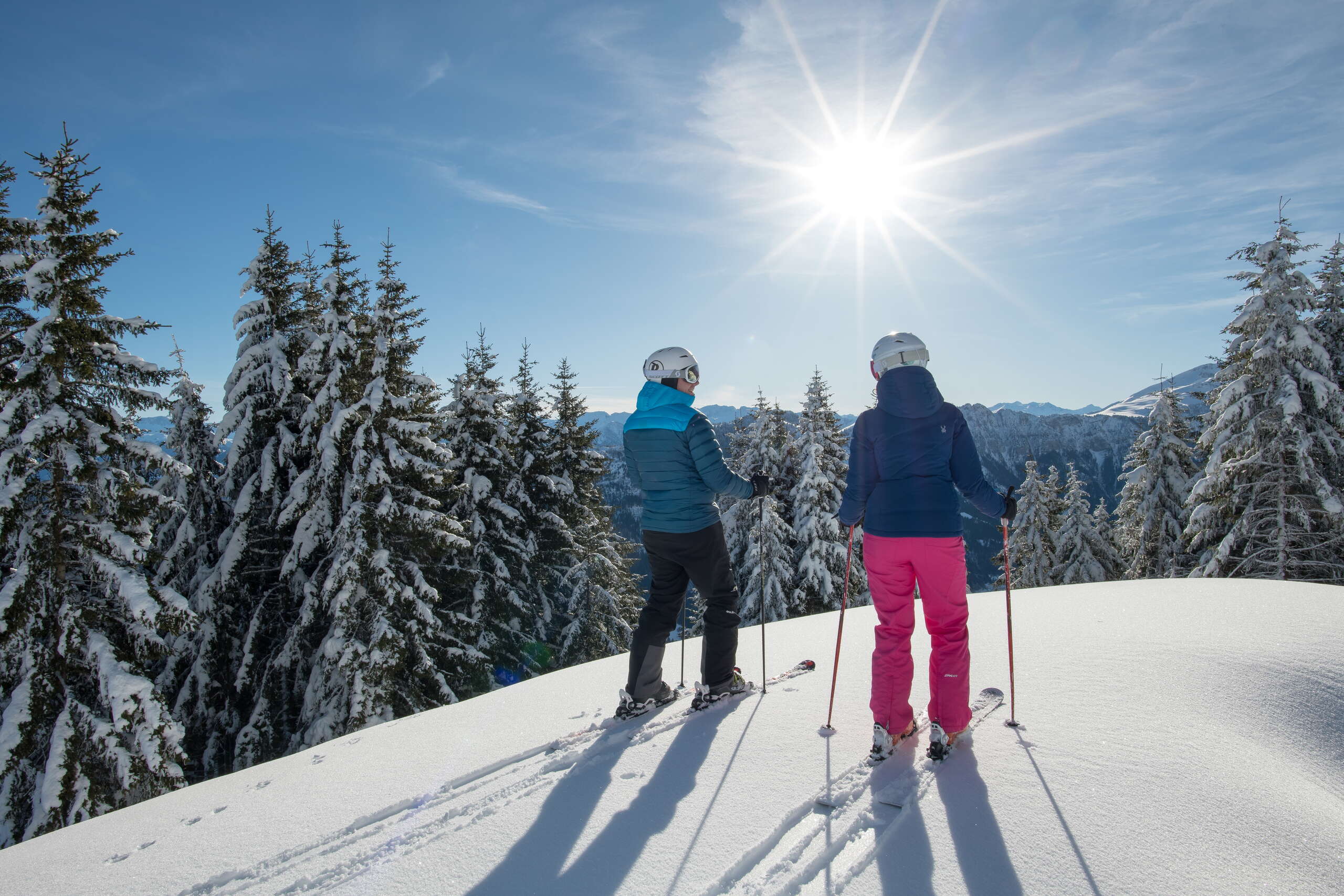 Sonne tanken in einer herrlichen Winterlandschaft am Pizol