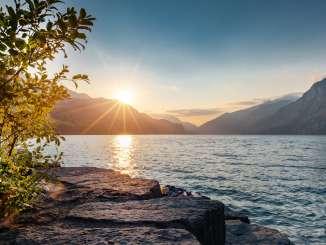 Badestrand Murg im Sonnenuntergang