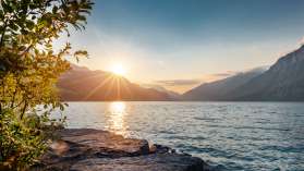 Badestrand Murg im Sonnenuntergang